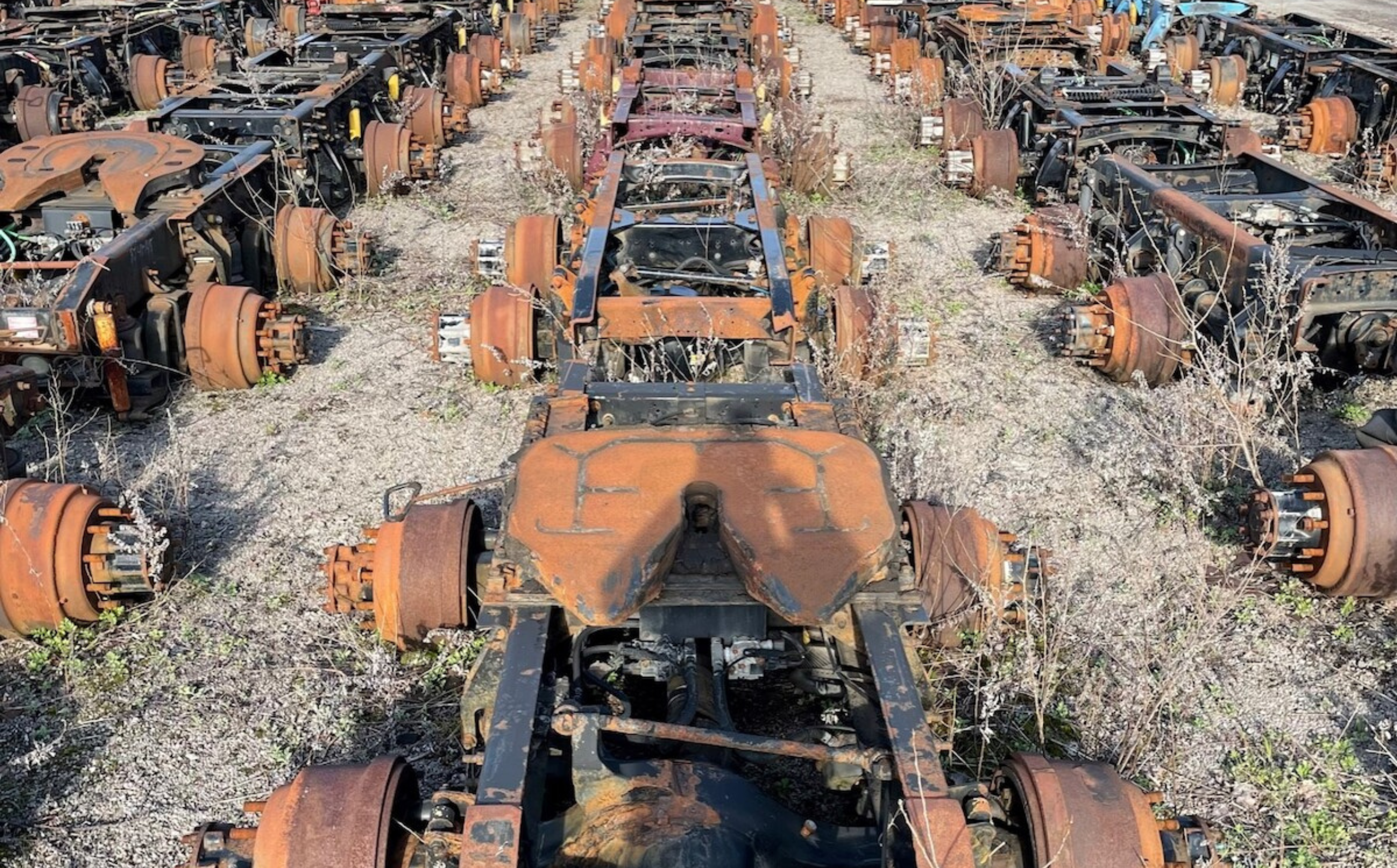 Hundreds of Tandem Truck Cutoffs